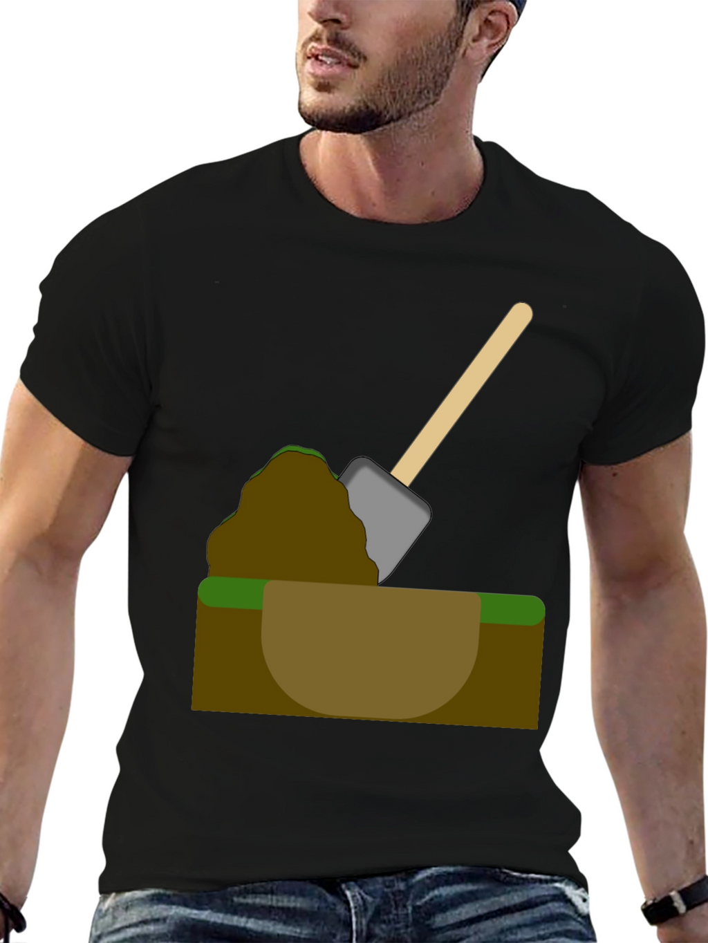 Digging T-Shirt - Cartoon Shovel in Hole Graphic Tee