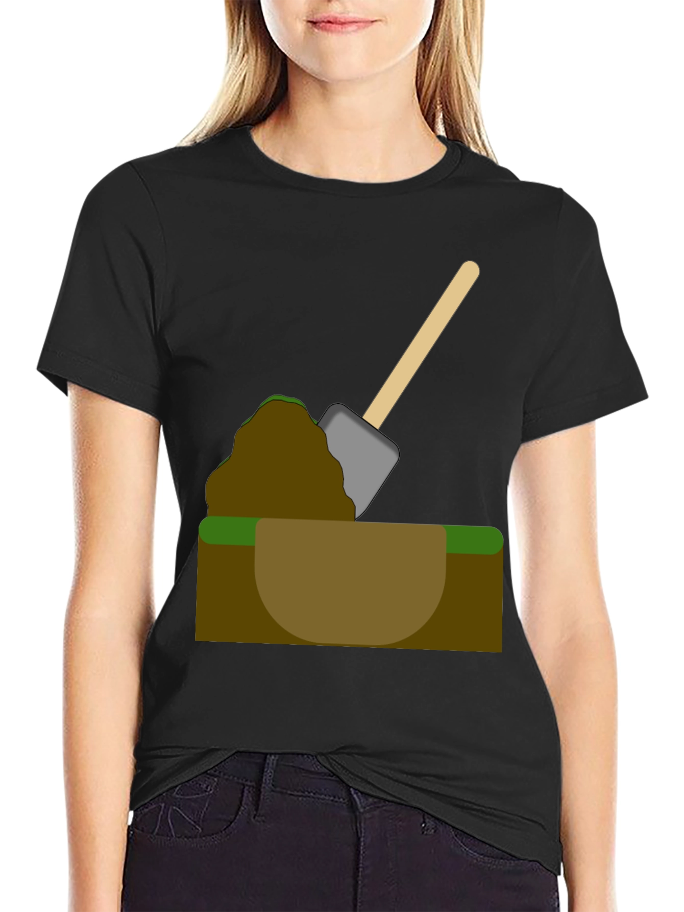 Digging T-Shirt - Cartoon Shovel in Hole Graphic Tee