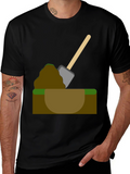 Digging T-Shirt - Cartoon Shovel in Hole Graphic Tee