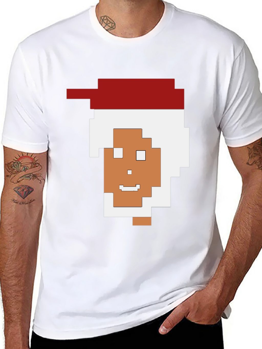 Pixelated Santa Black Tee