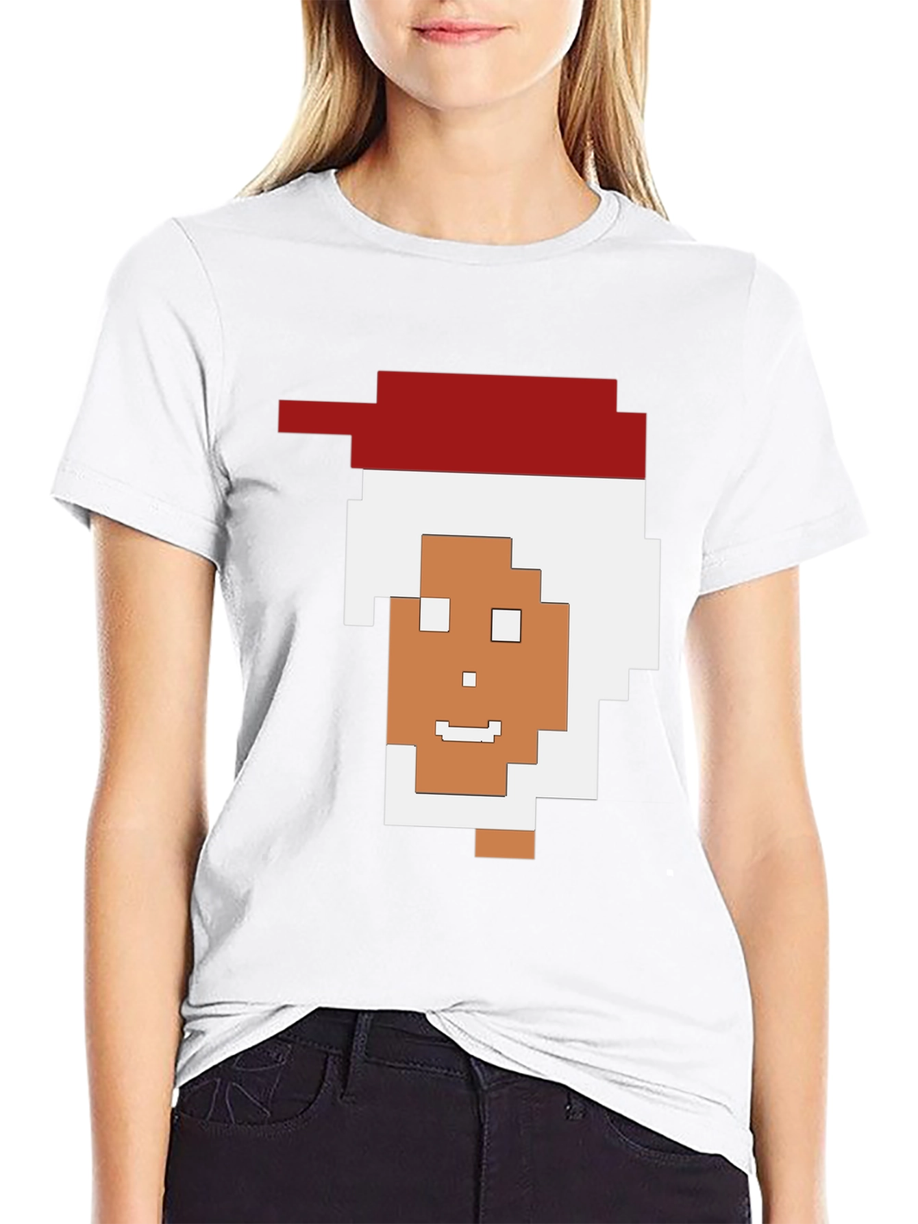 Pixelated Santa Black Tee
