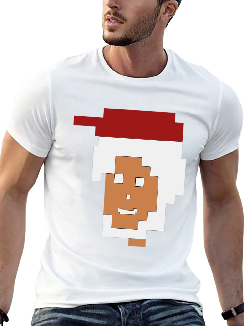 Pixelated Santa Black Tee