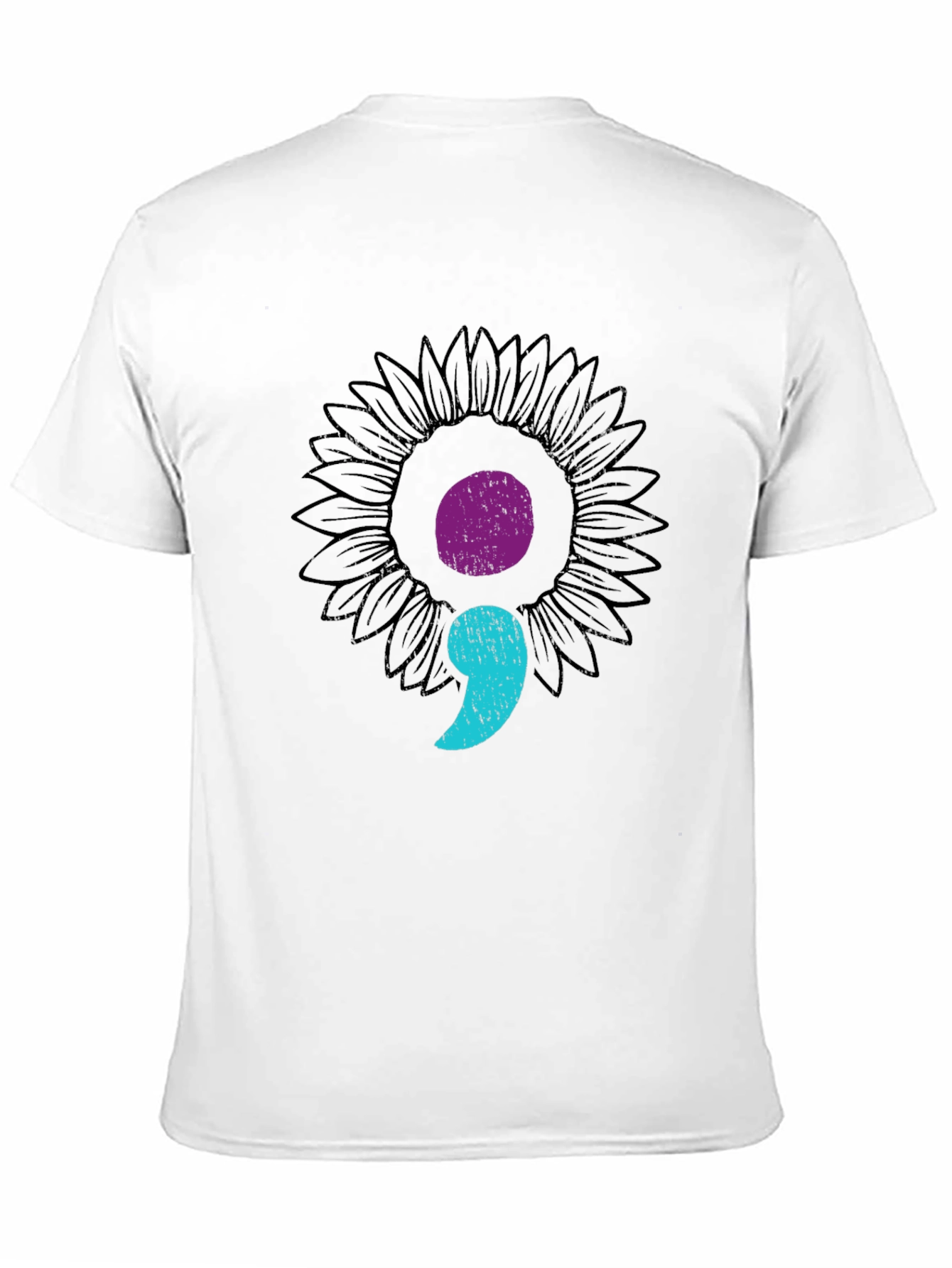 Semicolon Sunflower Black Tee - Mental Health Awareness