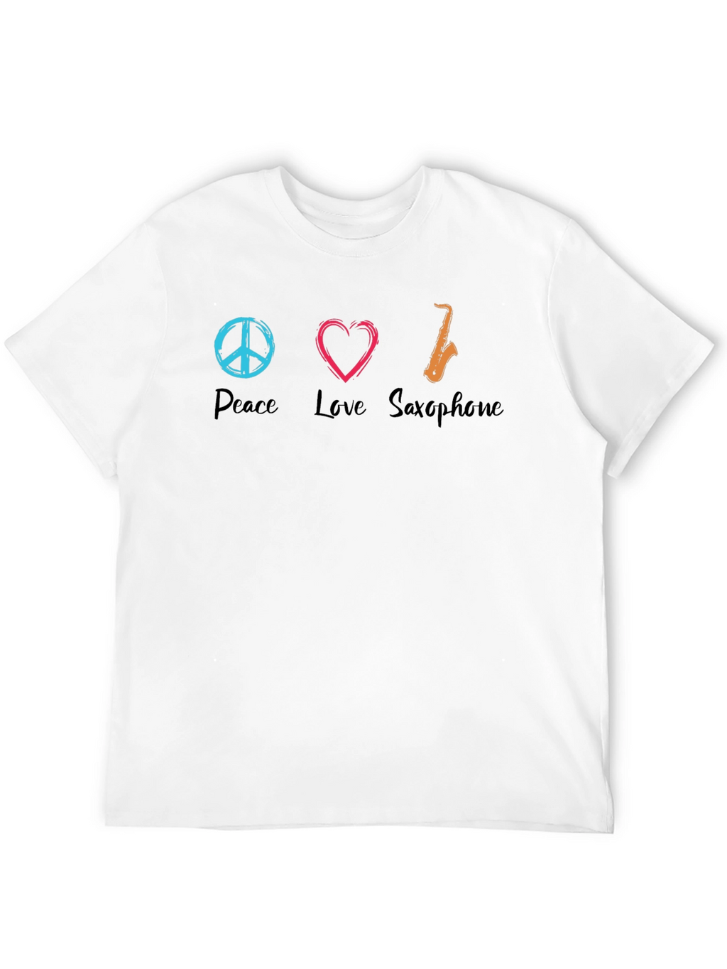 Peace Love Saxophone Graphic T-Shirt