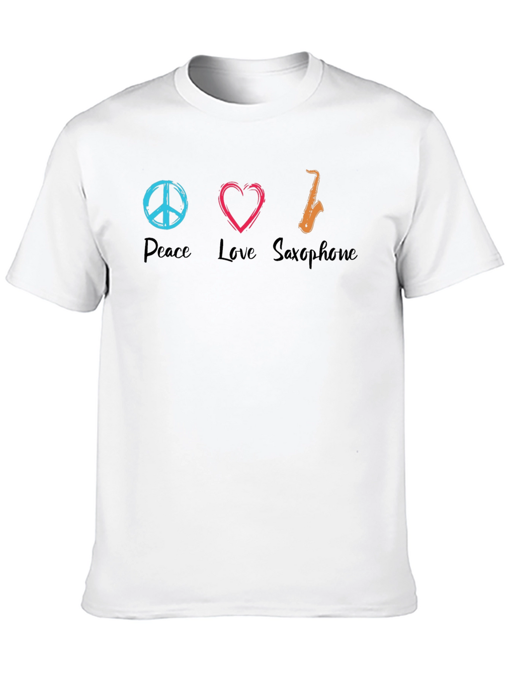 Peace Love Saxophone Graphic T-Shirt