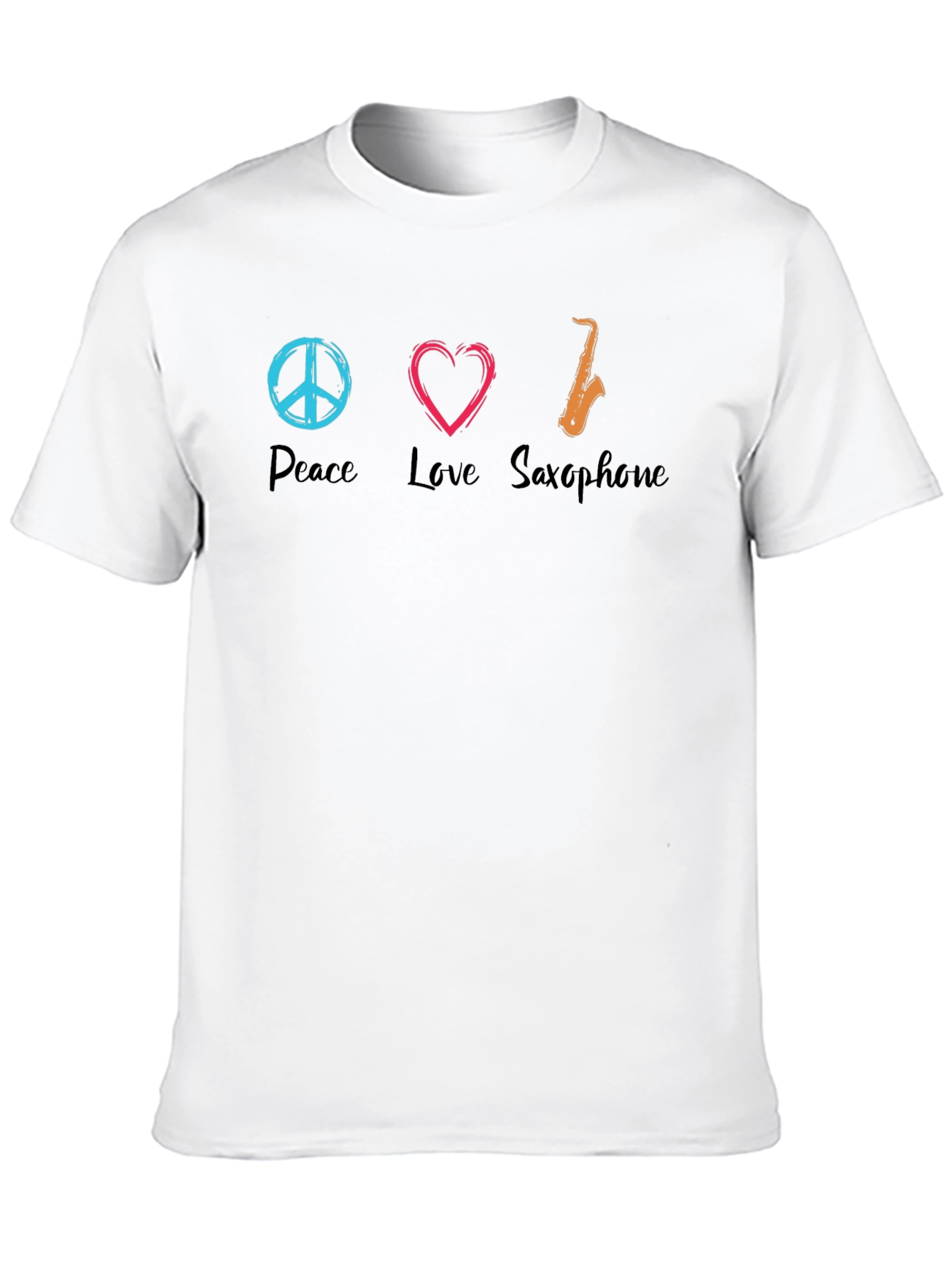 Peace Love Saxophone Graphic T-Shirt