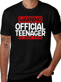 Official Teenager Warning Funny Novelty T-Shirt