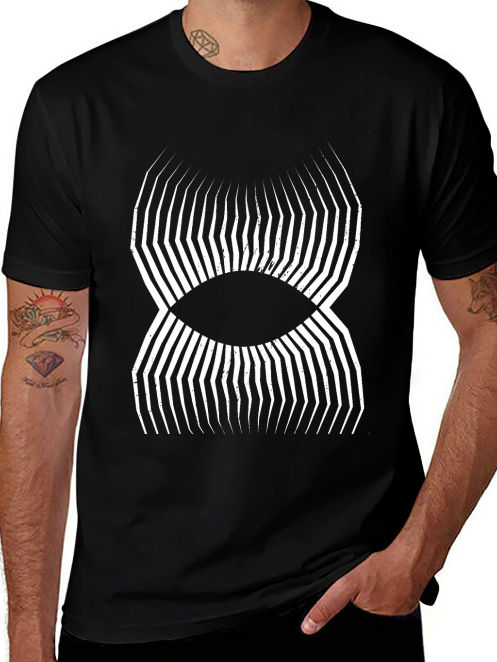 Geometric Eye Graphic Black T-Shirt