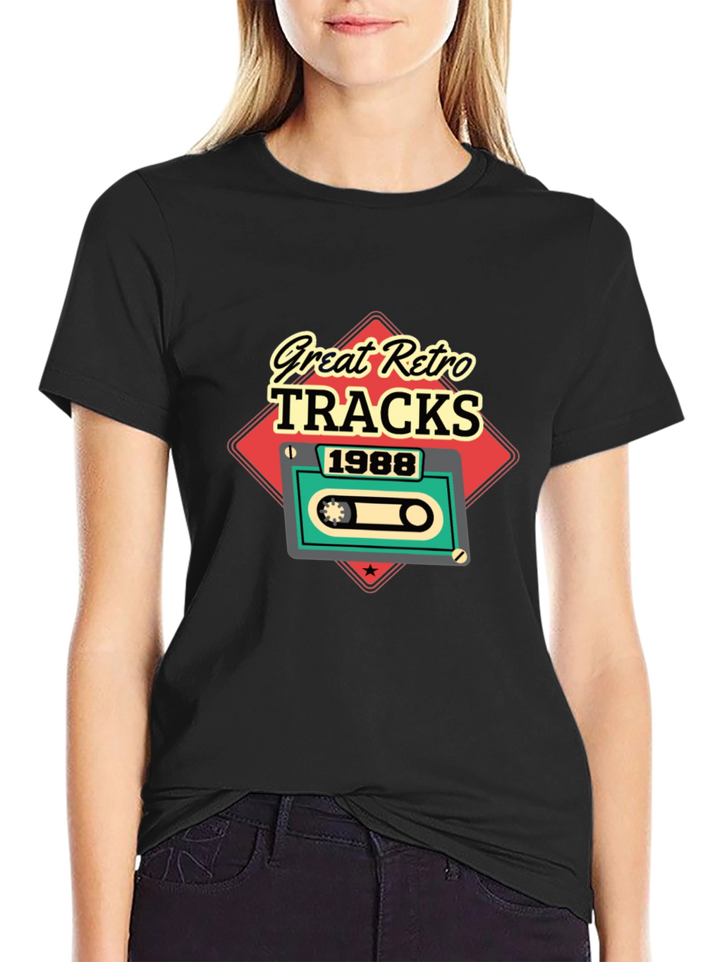 Retro Tracks 1988 Black Graphic T-Shirt