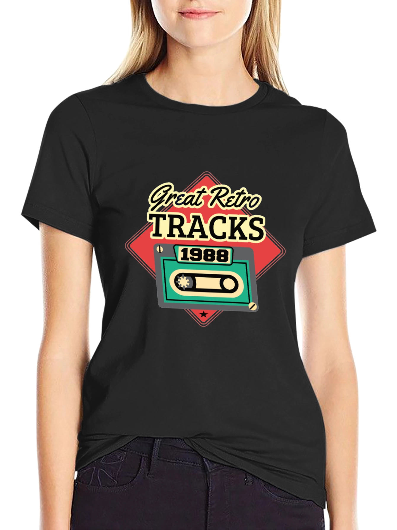 Retro Tracks 1988 Black Graphic T-Shirt