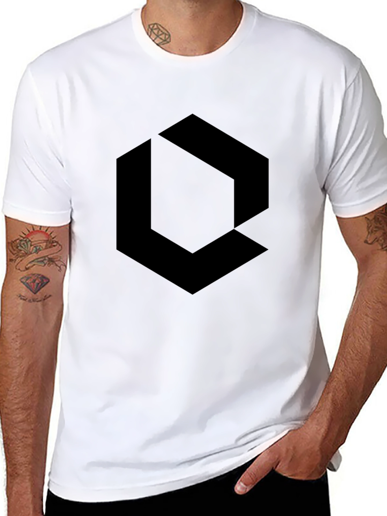 Black Geometric Graphic Tee - Modern Style
