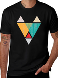 Geometric Triangle Fox Graphic Tee - Black