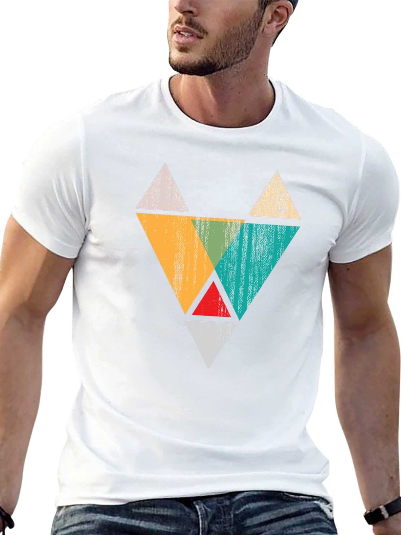 Geometric Triangle Fox Graphic Tee - Black