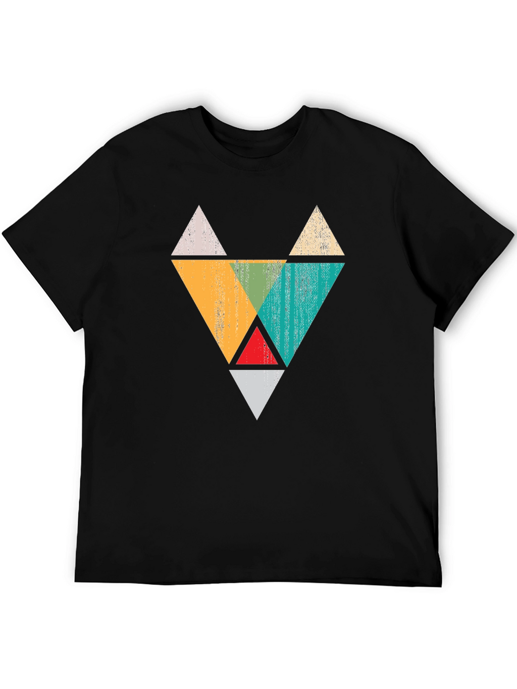 Geometric Triangle Fox Graphic Tee - Black