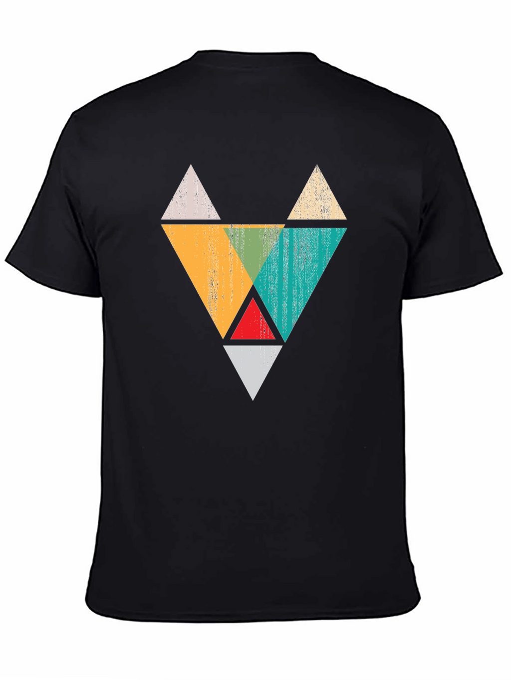 Geometric Triangle Fox Graphic Tee - Black