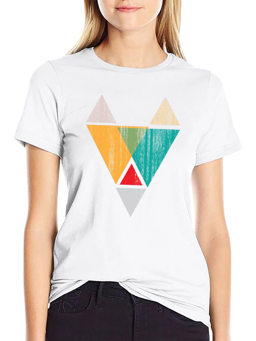 Geometric Triangle Fox Graphic Tee - Black