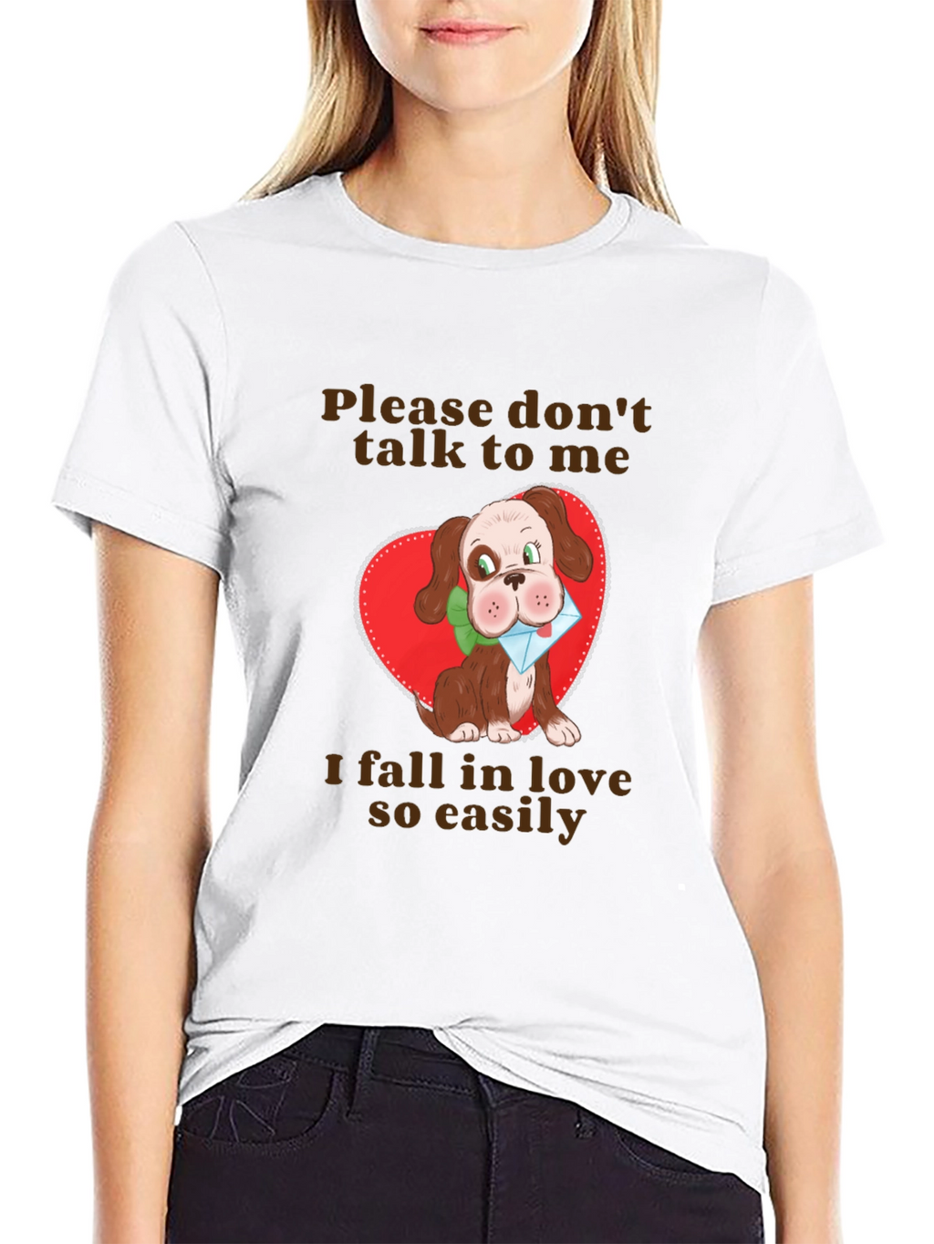 Cute Dog Graphic T-Shirt - Fall in Love Easily