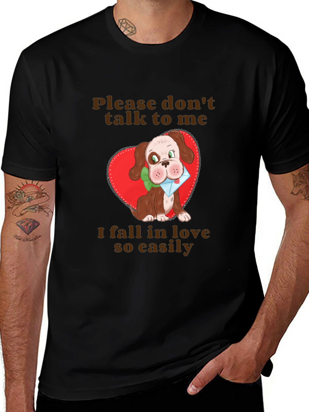 Cute Dog Graphic T-Shirt - Fall in Love Easily