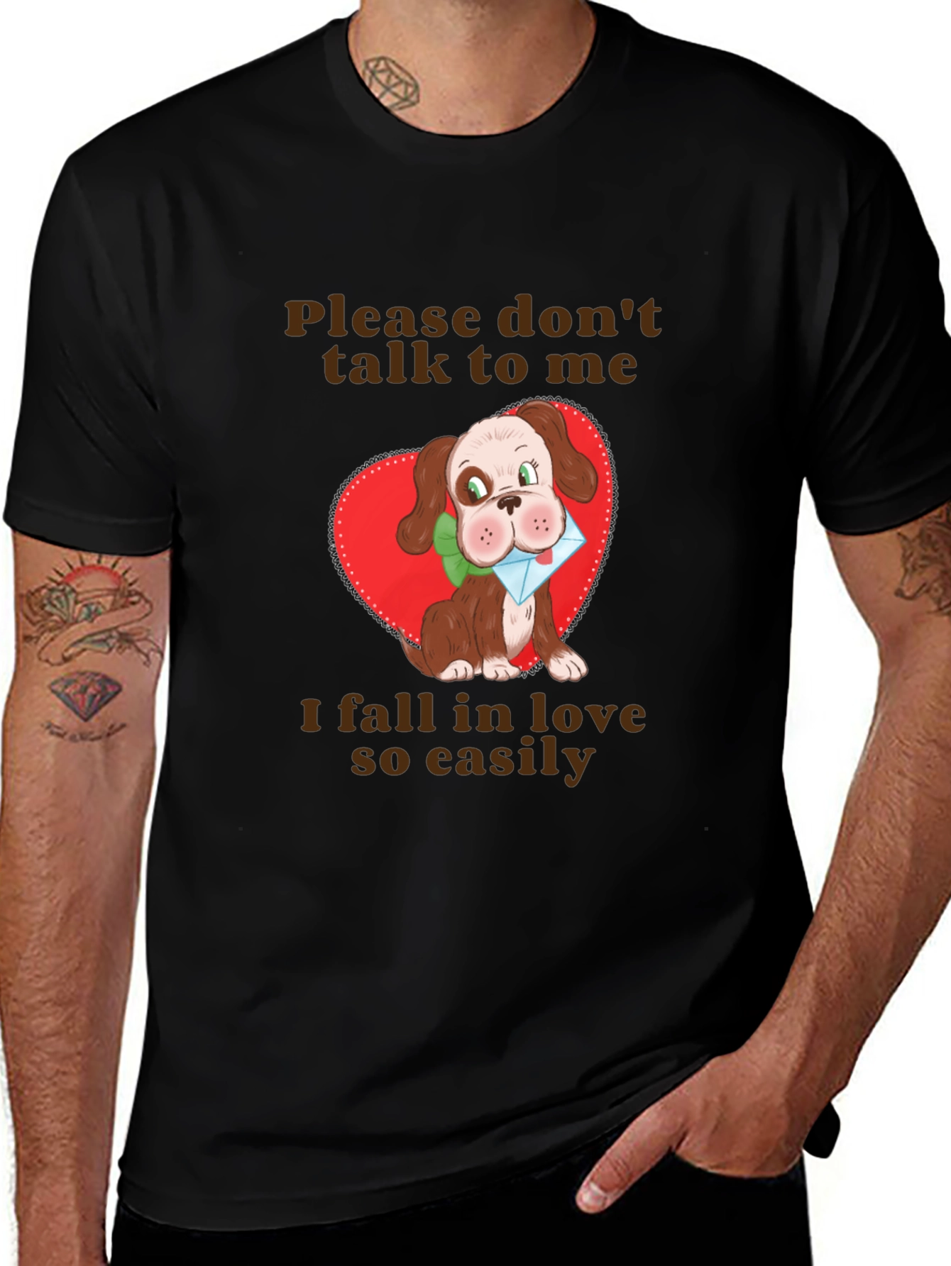 Cute Dog Graphic T-Shirt - Fall in Love Easily