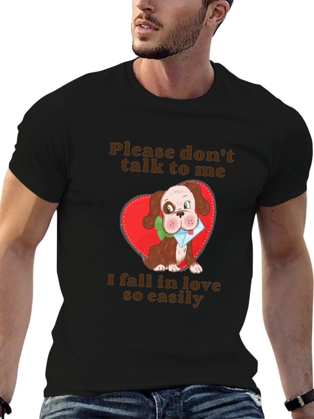 Cute Dog Graphic T-Shirt - Fall in Love Easily