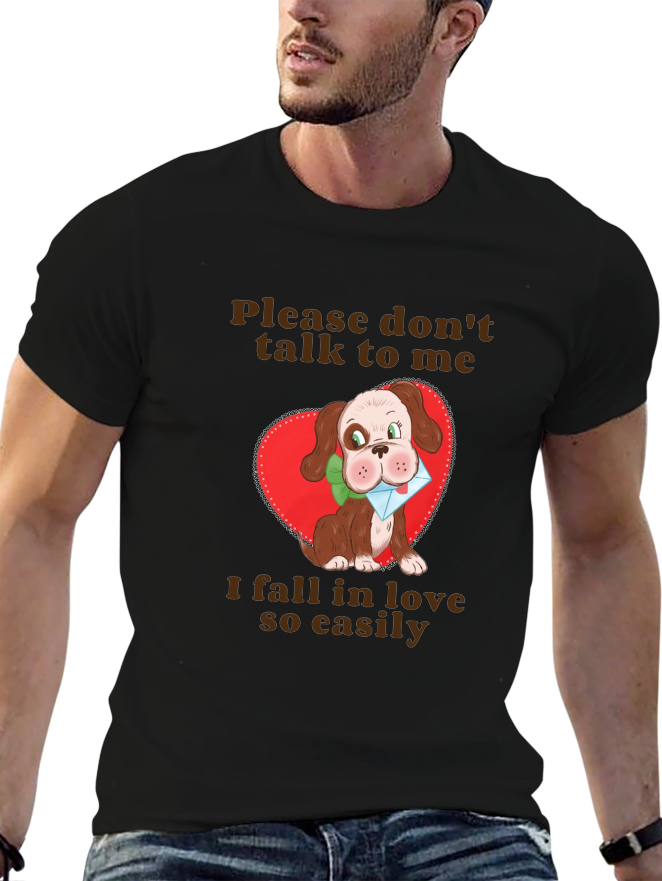 Cute Dog Graphic T-Shirt - Fall in Love Easily