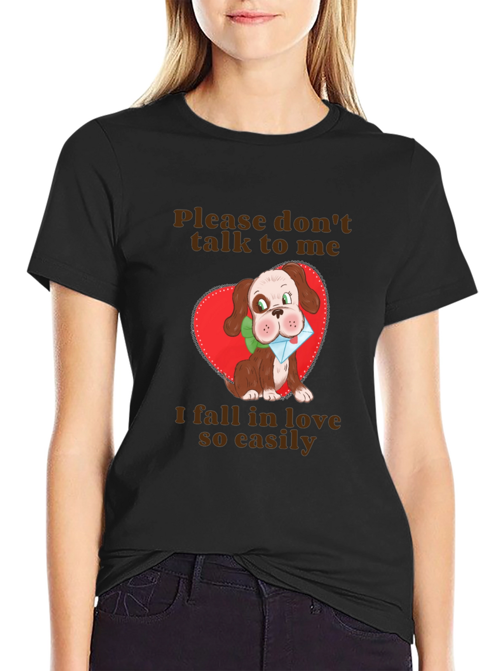 Cute Dog Graphic T-Shirt - Fall in Love Easily