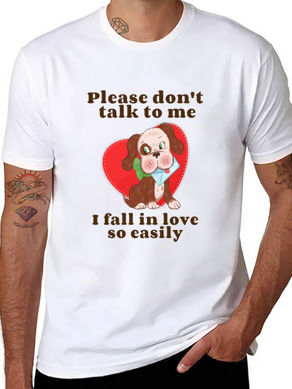 Cute Dog Graphic T-Shirt - Fall in Love Easily