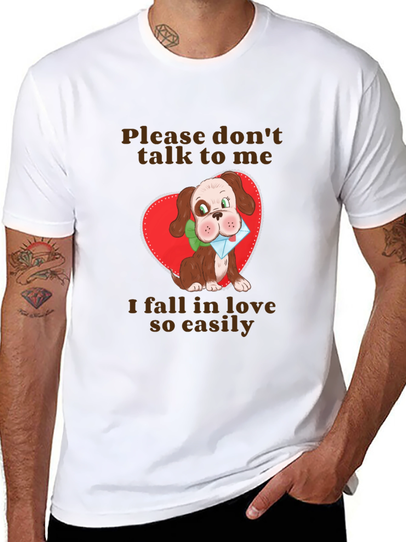 Cute Dog Graphic T-Shirt - Fall in Love Easily