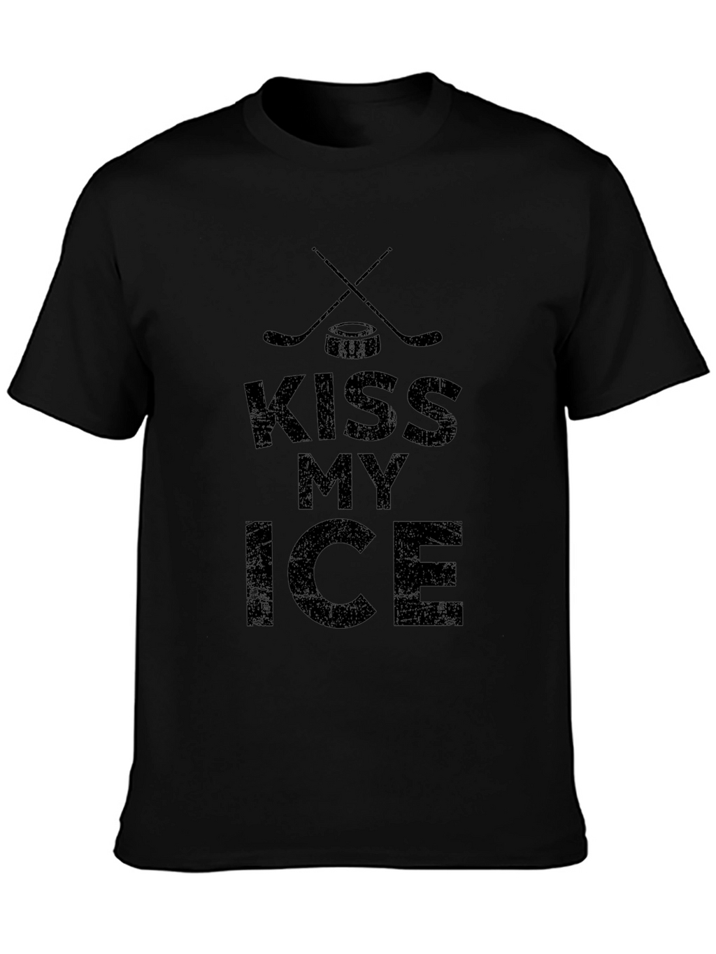 Kiss My Ice Hockey Graphic Tee - Black