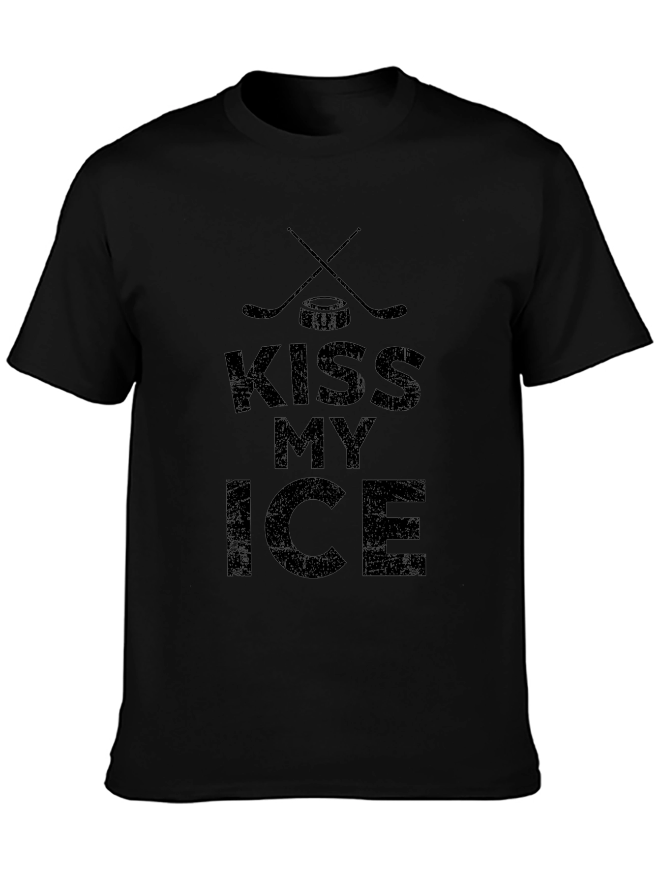 Kiss My Ice Hockey Graphic Tee - Black
