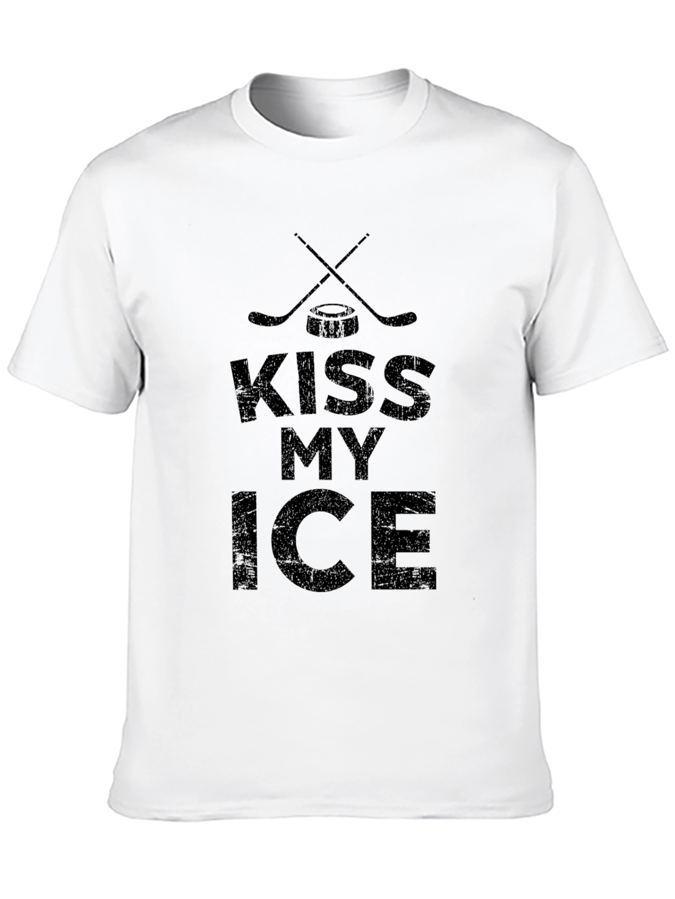 Kiss My Ice Hockey Graphic Tee - Black