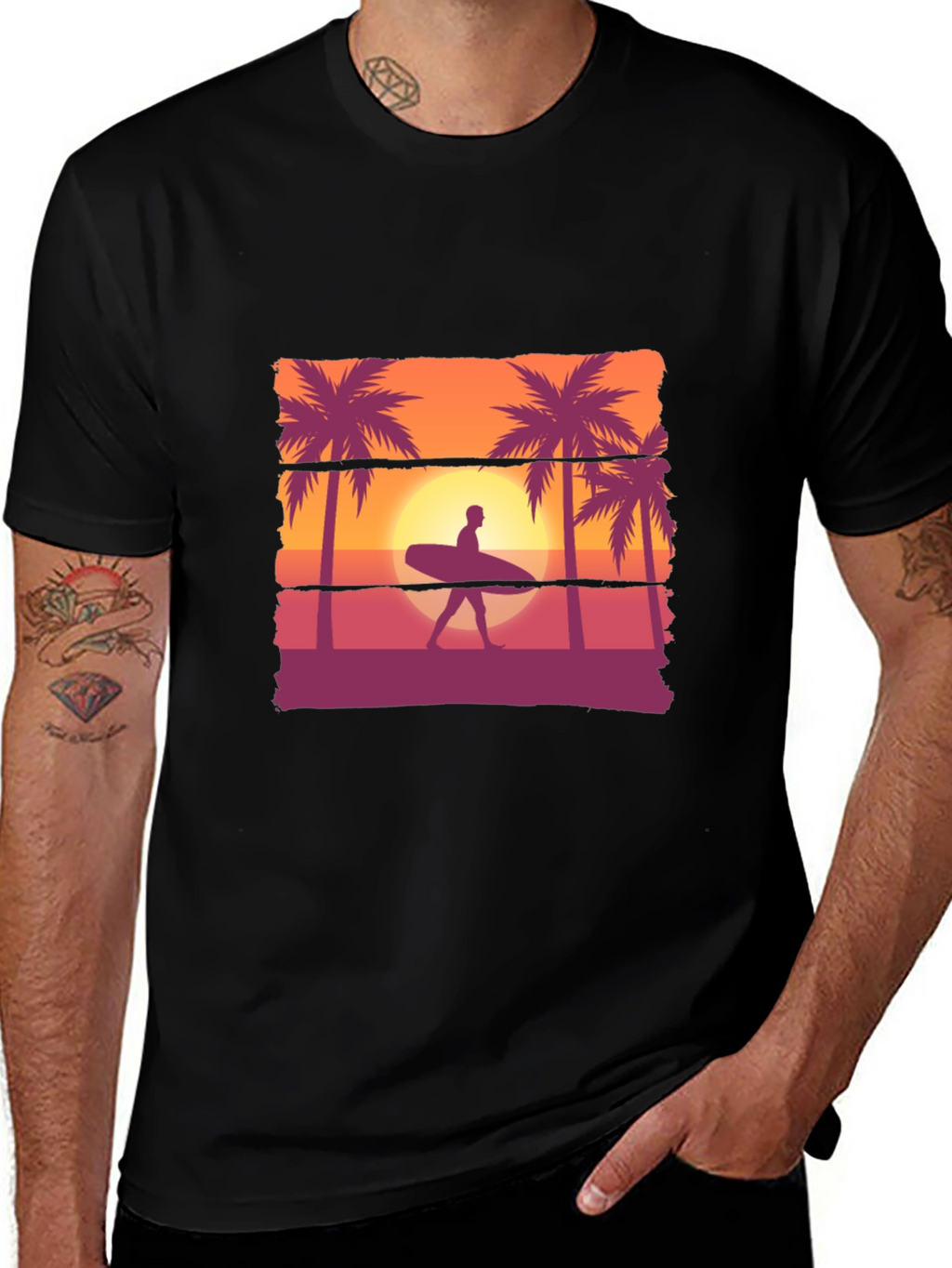 Sunset Surfer T-Shirt: Beach Vibes