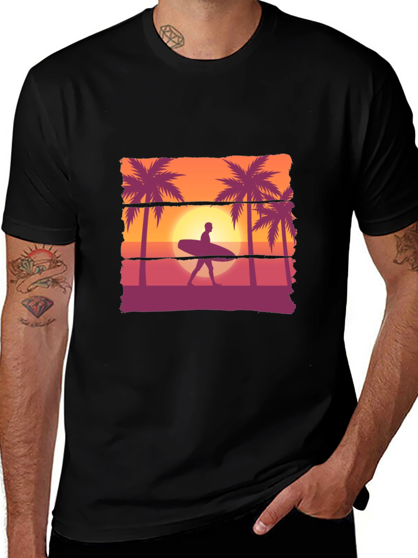 Sunset Surfer T-Shirt: Beach Vibes