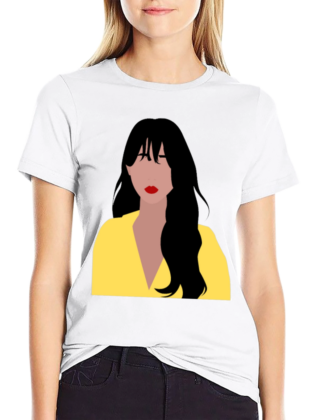 Woman Portrait Graphic T-Shirt - Casual Black Tee