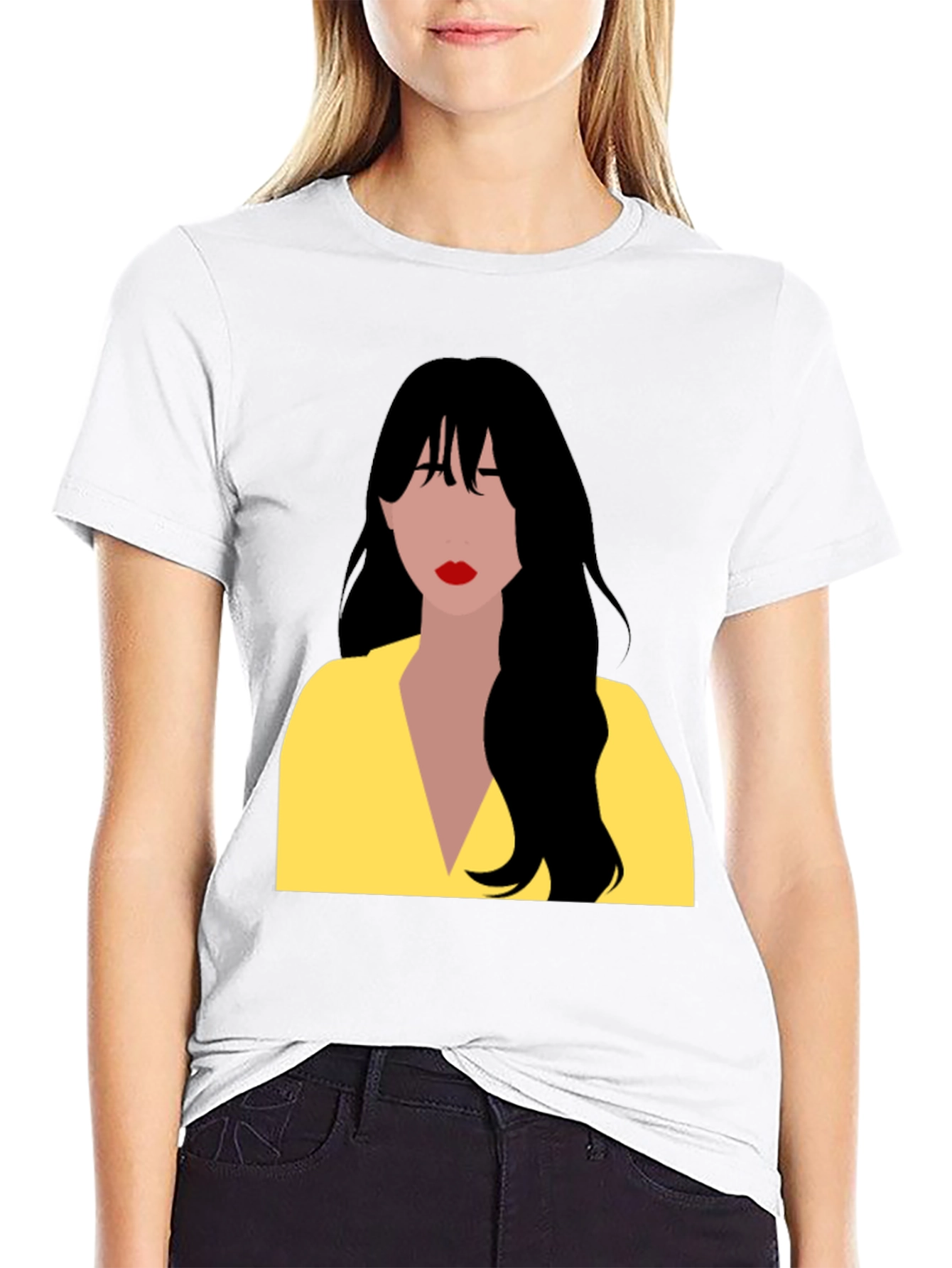 Woman Portrait Graphic T-Shirt - Casual Black Tee