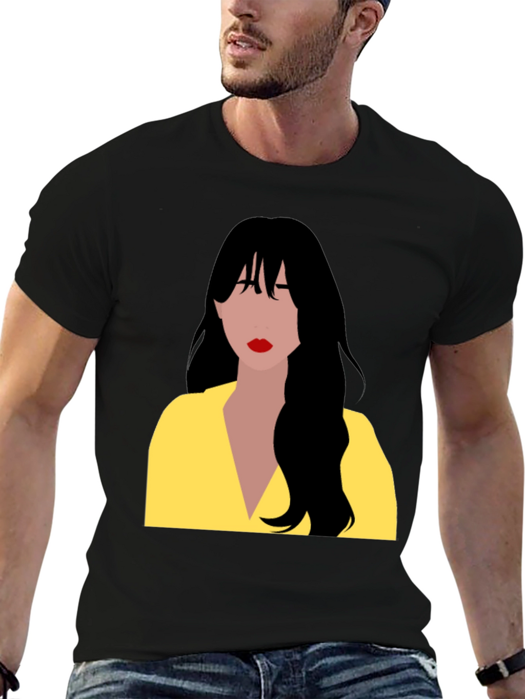 Woman Portrait Graphic T-Shirt - Casual Black Tee