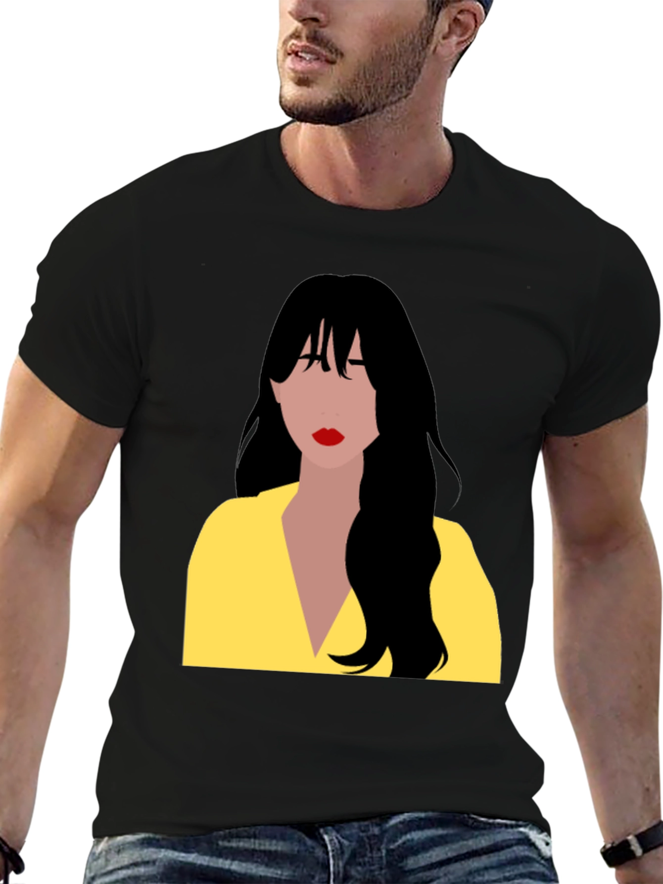 Woman Portrait Graphic T-Shirt - Casual Black Tee
