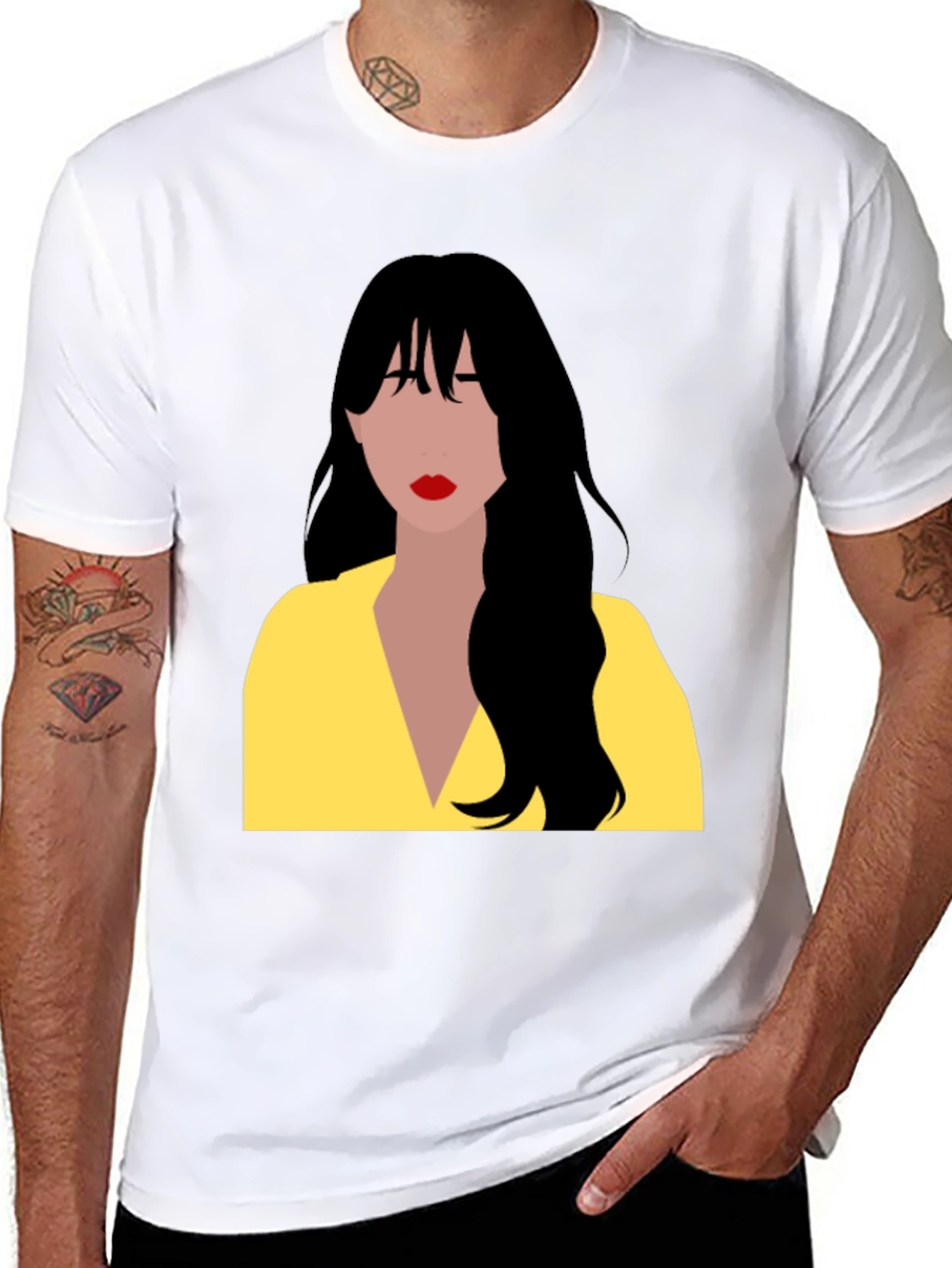 Woman Portrait Graphic T-Shirt - Casual Black Tee