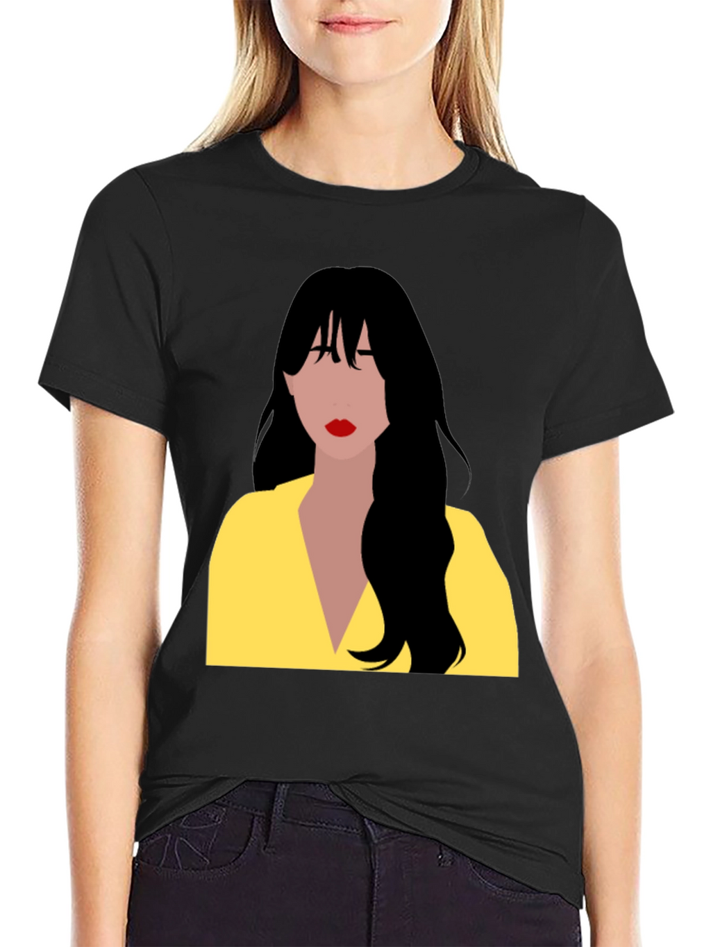 Woman Portrait Graphic T-Shirt - Casual Black Tee