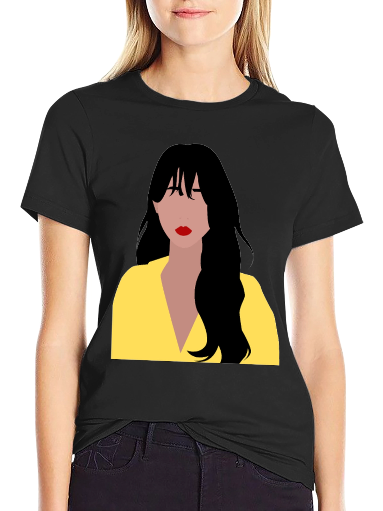 Woman Portrait Graphic T-Shirt - Casual Black Tee