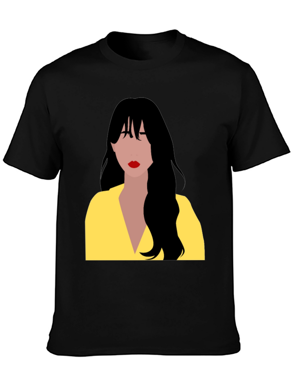 Woman Portrait Graphic T-Shirt - Casual Black Tee