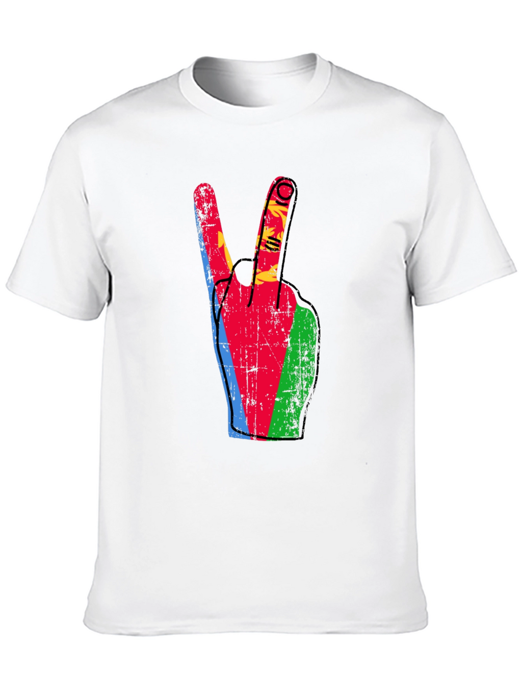 Eritrea Flag Peace Sign Black T-Shirt
