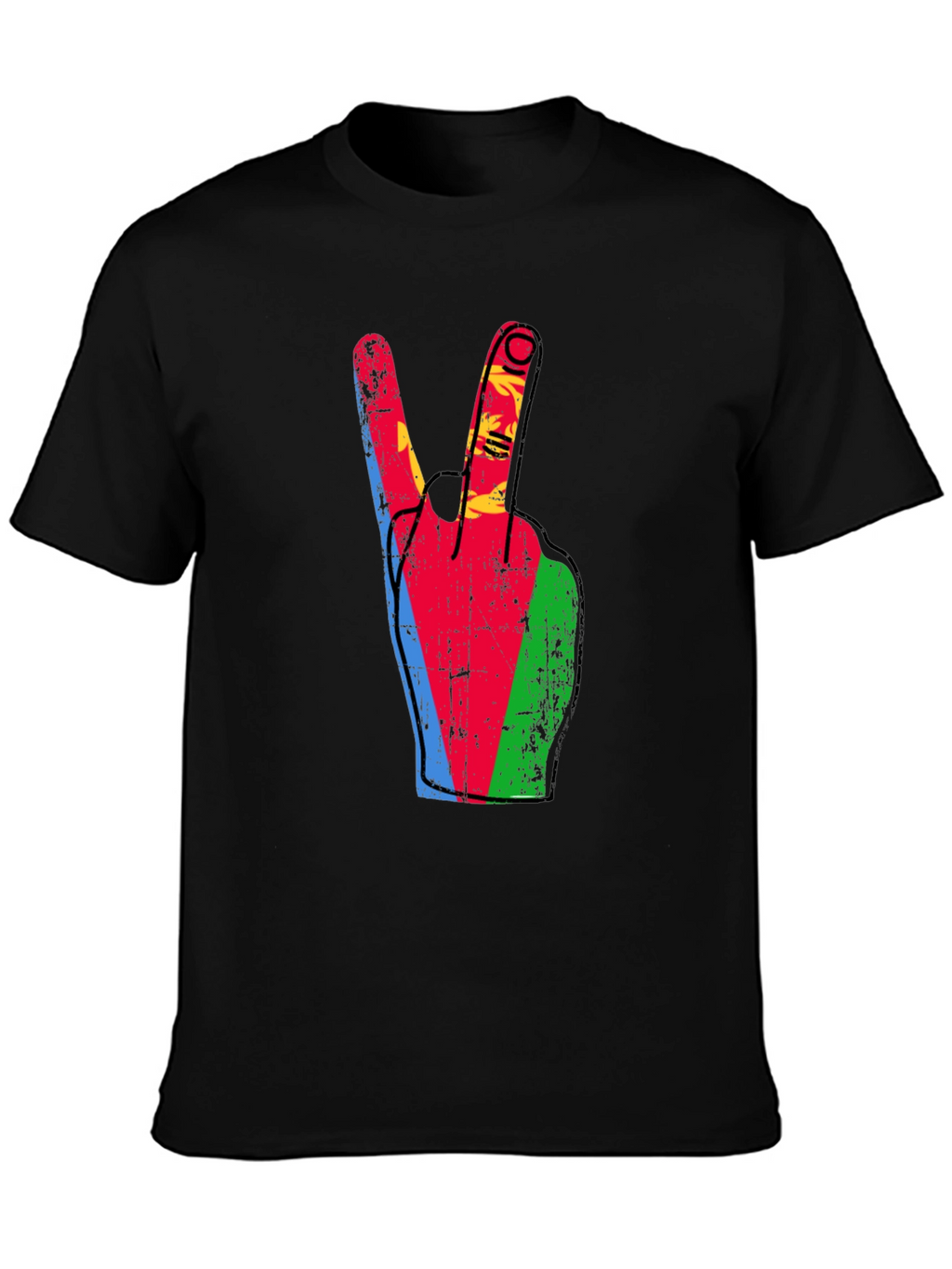 Eritrea Flag Peace Sign Black T-Shirt