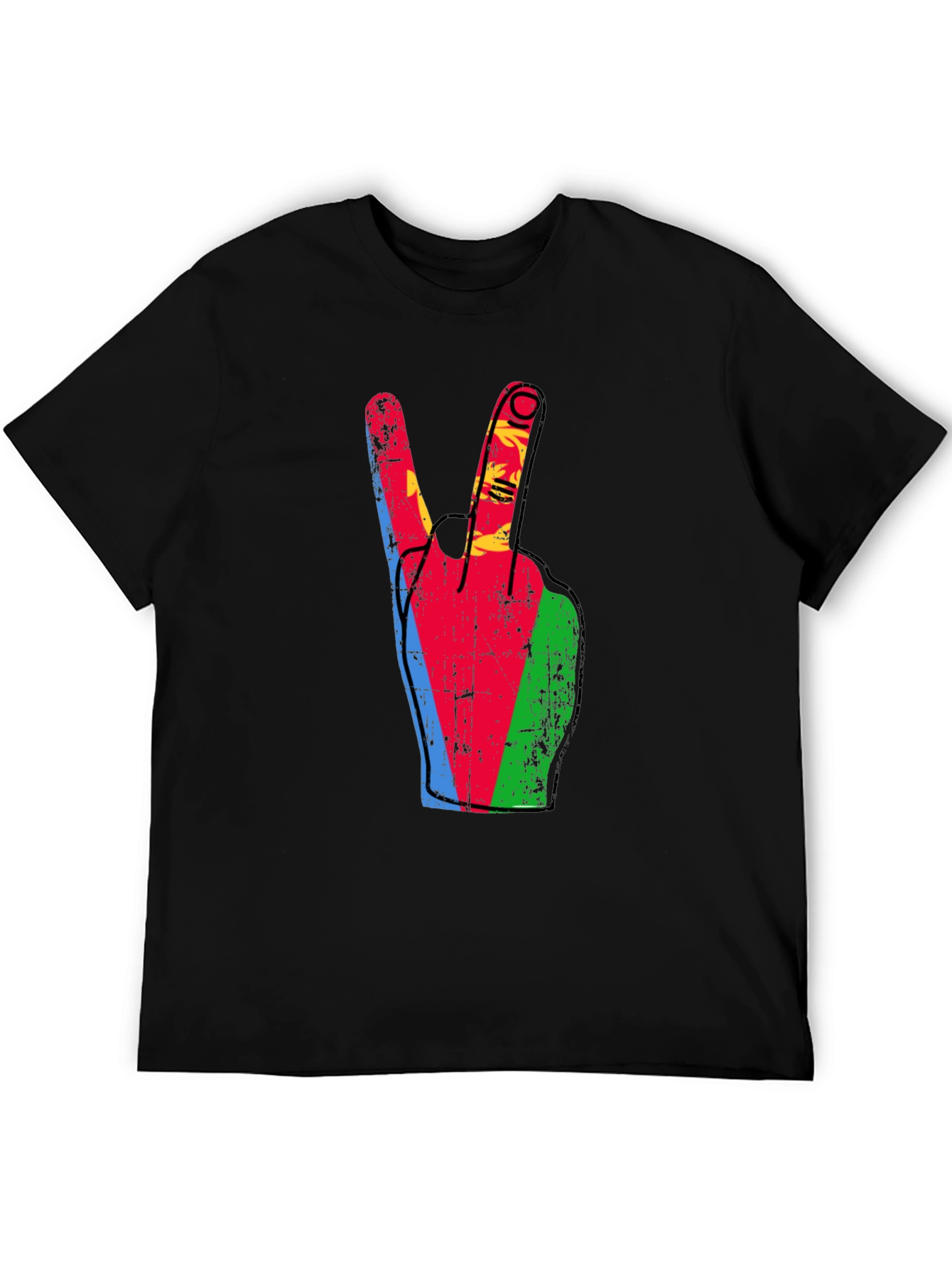 Eritrea Flag Peace Sign Black T-Shirt