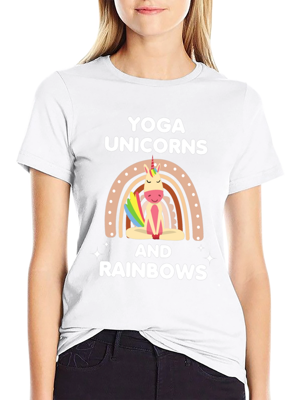 Yoga Unicorns & Rainbows Graphic T-Shirt