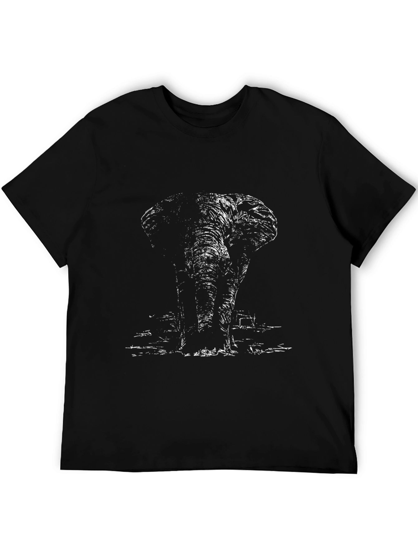 Elephant Sketch Graphic Tee - Black