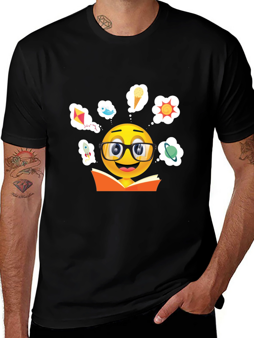 Bookworm Emoji Graphic T-Shirt