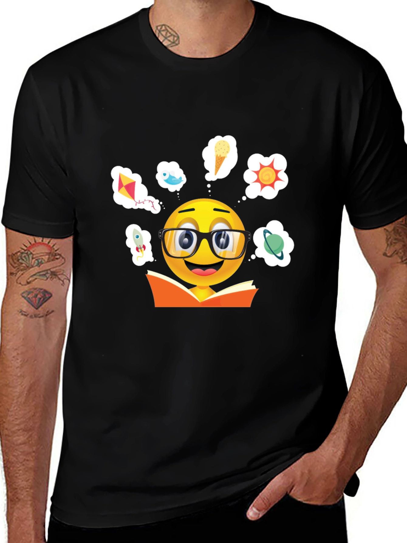 Bookworm Emoji Graphic T-Shirt