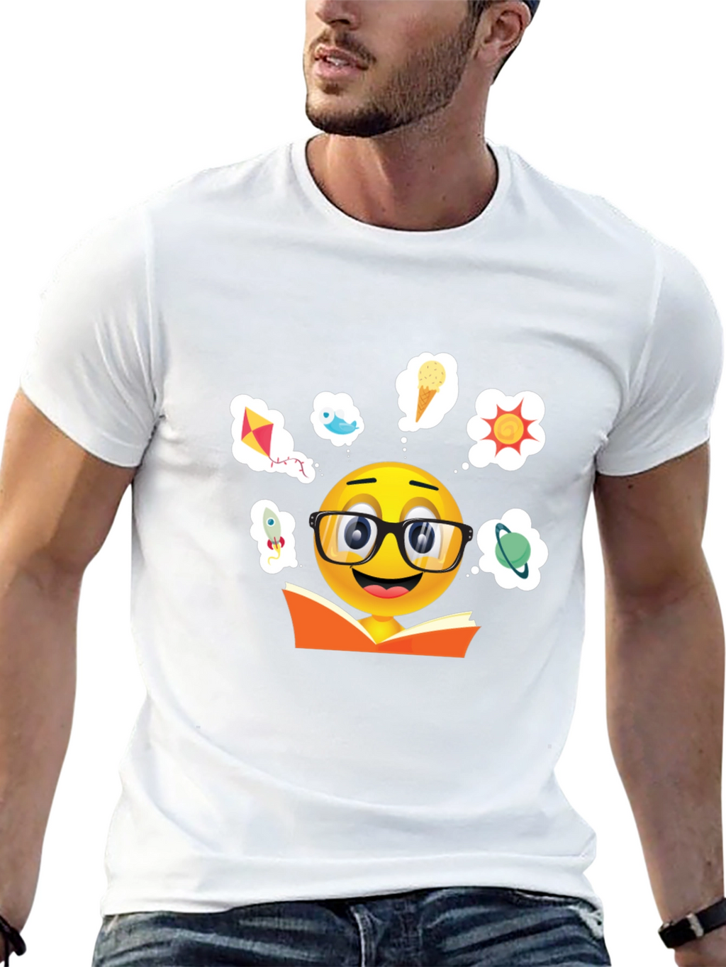 Bookworm Emoji Graphic T-Shirt