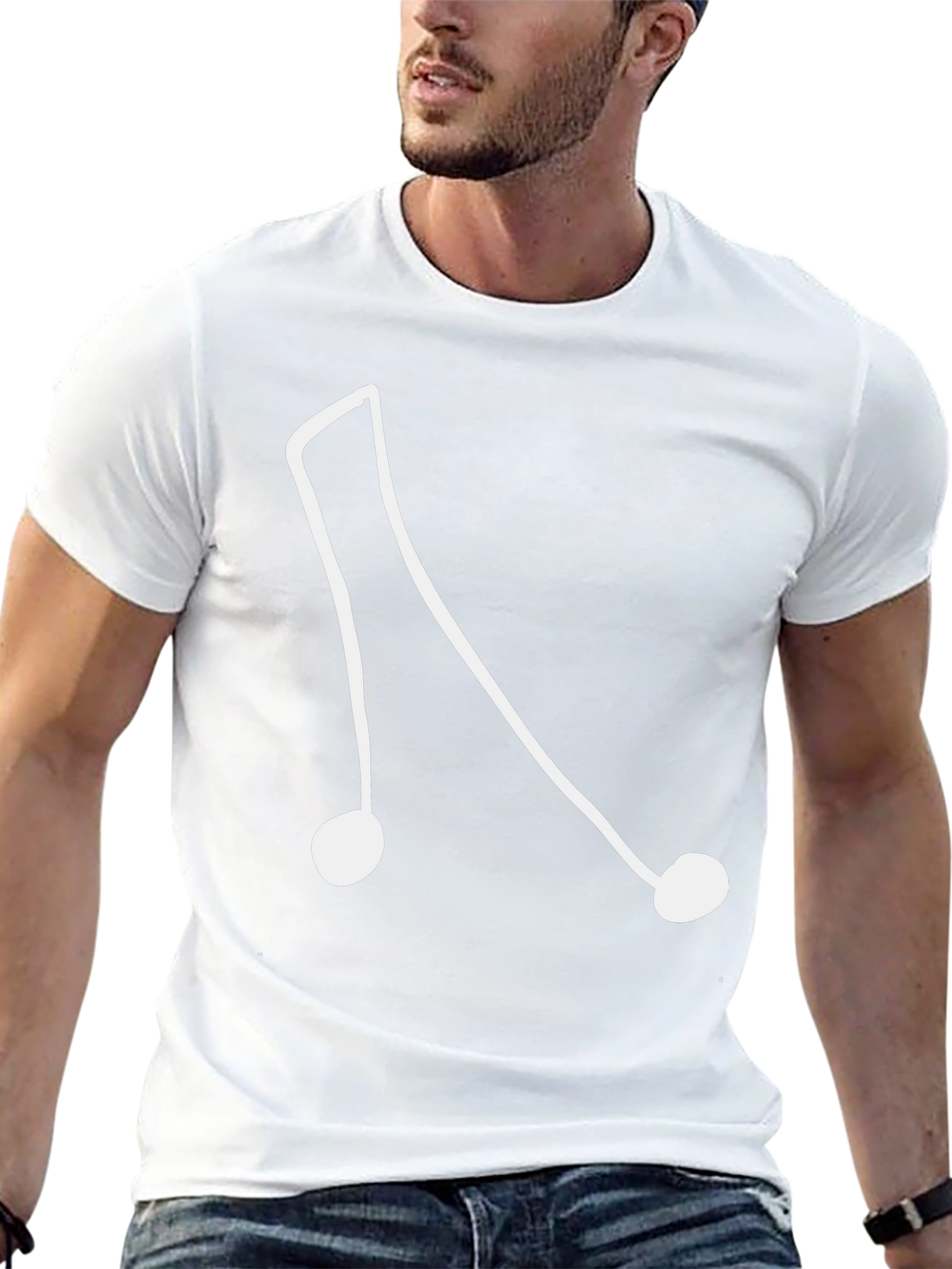 Abstract Music Note Graphic Tee - Black Casual Shirt